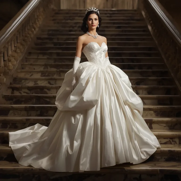 Golden Age Hollywood: Majestic White Satin Gown | Prompt seen girl kurti