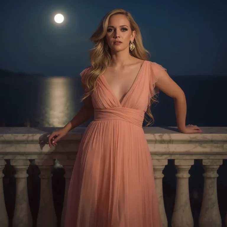 Hollywood Glamour: Peach Chiffon Empire Gown | viral instagram ai prompt