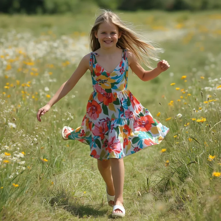 Playful Floral Print Sundress with Tie Straps | Desi Girl Prompt