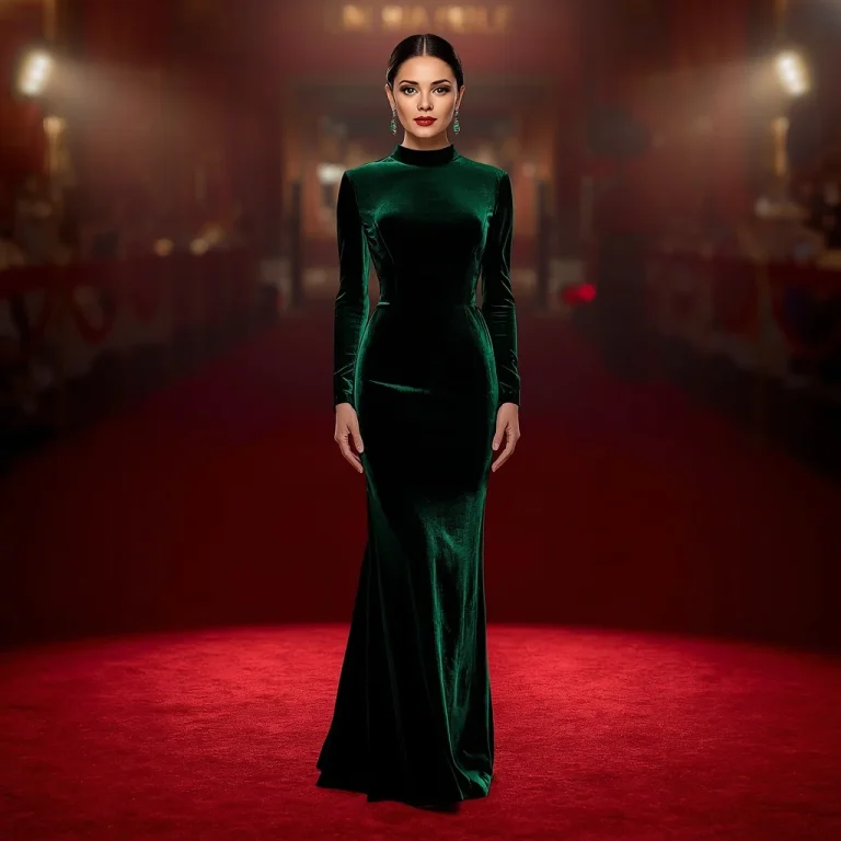 Red Carpet Elegance: Deep Emerald Green Gown | secret ai prompt