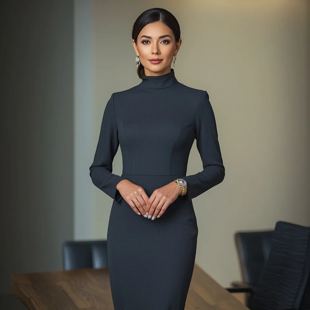Sophisticated tailored Dress for a Formal Work Event | instagram influencer ai prompt