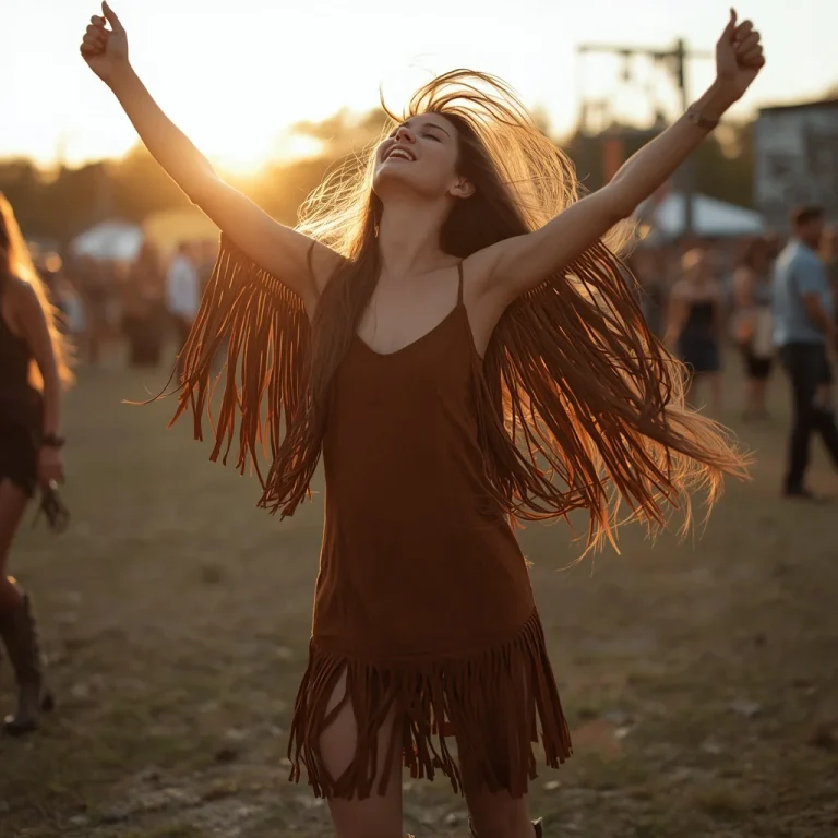 Western Festival Style: Suede Fringe Mini Dress with Boots | prompt gemini ai
